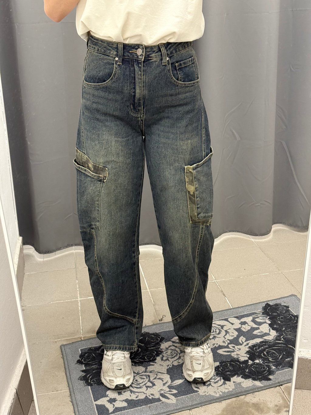Jeans Balloon Con Tasche E Inserti Militari Laterali FX5438 FGD MODA