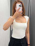 Top In Lycra Con Scollatura Sul Retro Con Spalle Imbottite FGD MODA