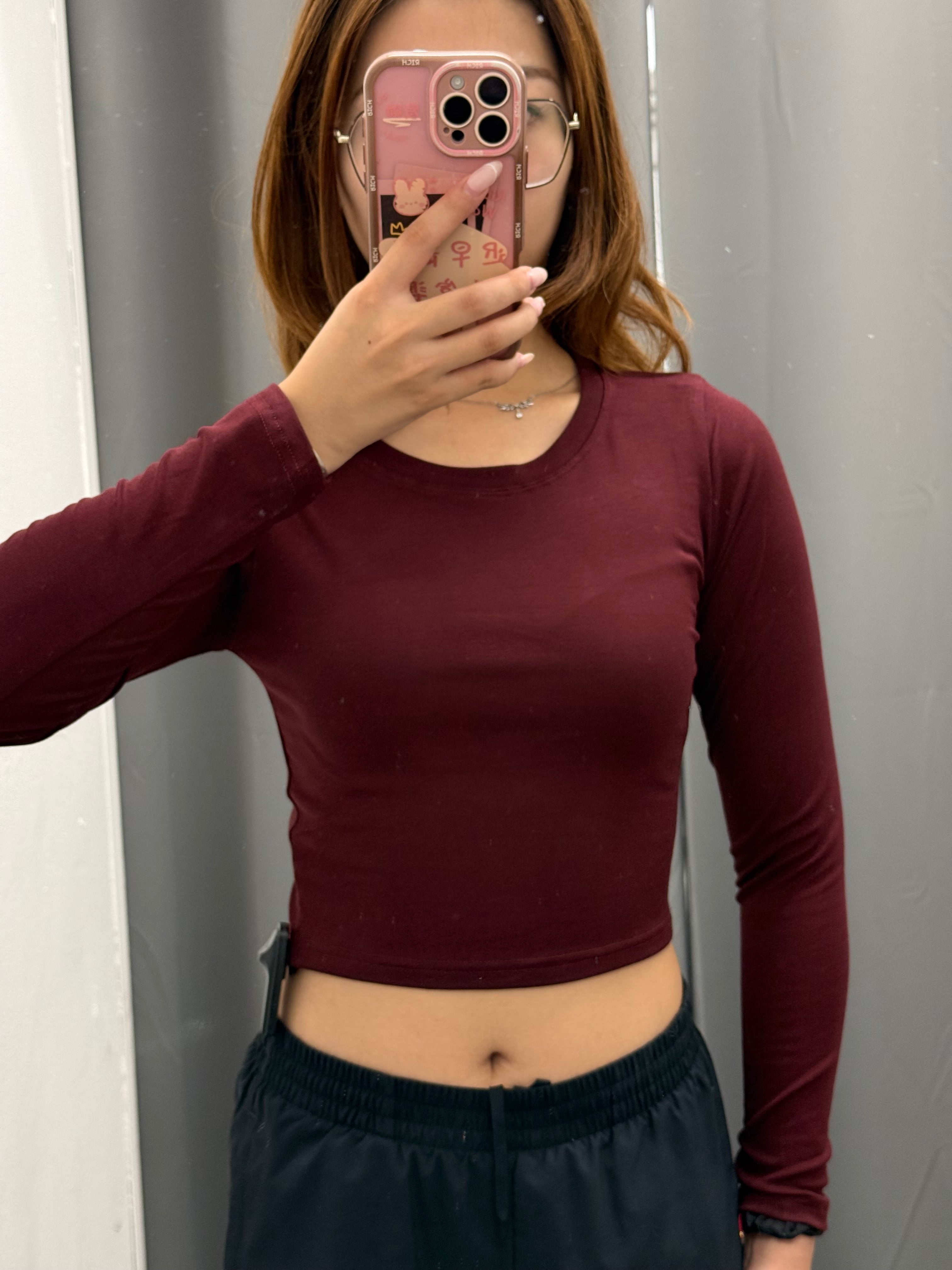 Maglietta Basic Crop A Maniche Lunghe FGD MODA