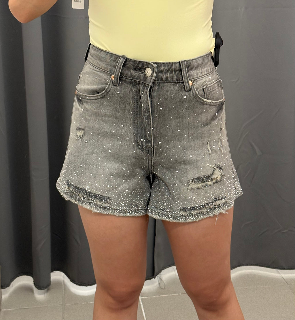 Pantaloncini brillantinati con taschino leopardato FGD MODA