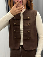 Gilet In Camoscio Stile Napoleonico Con Bottoni FGD MODA