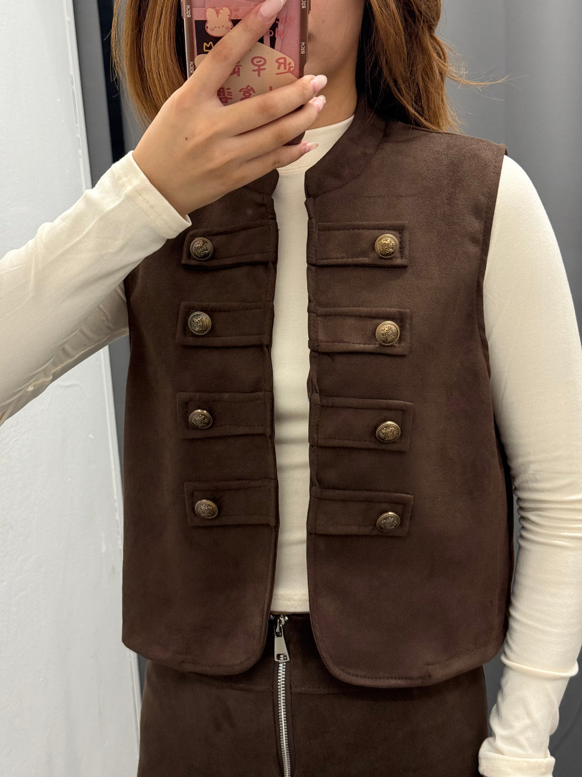 Gilet In Camoscio Stile Napoleonico Con Bottoni FGD MODA