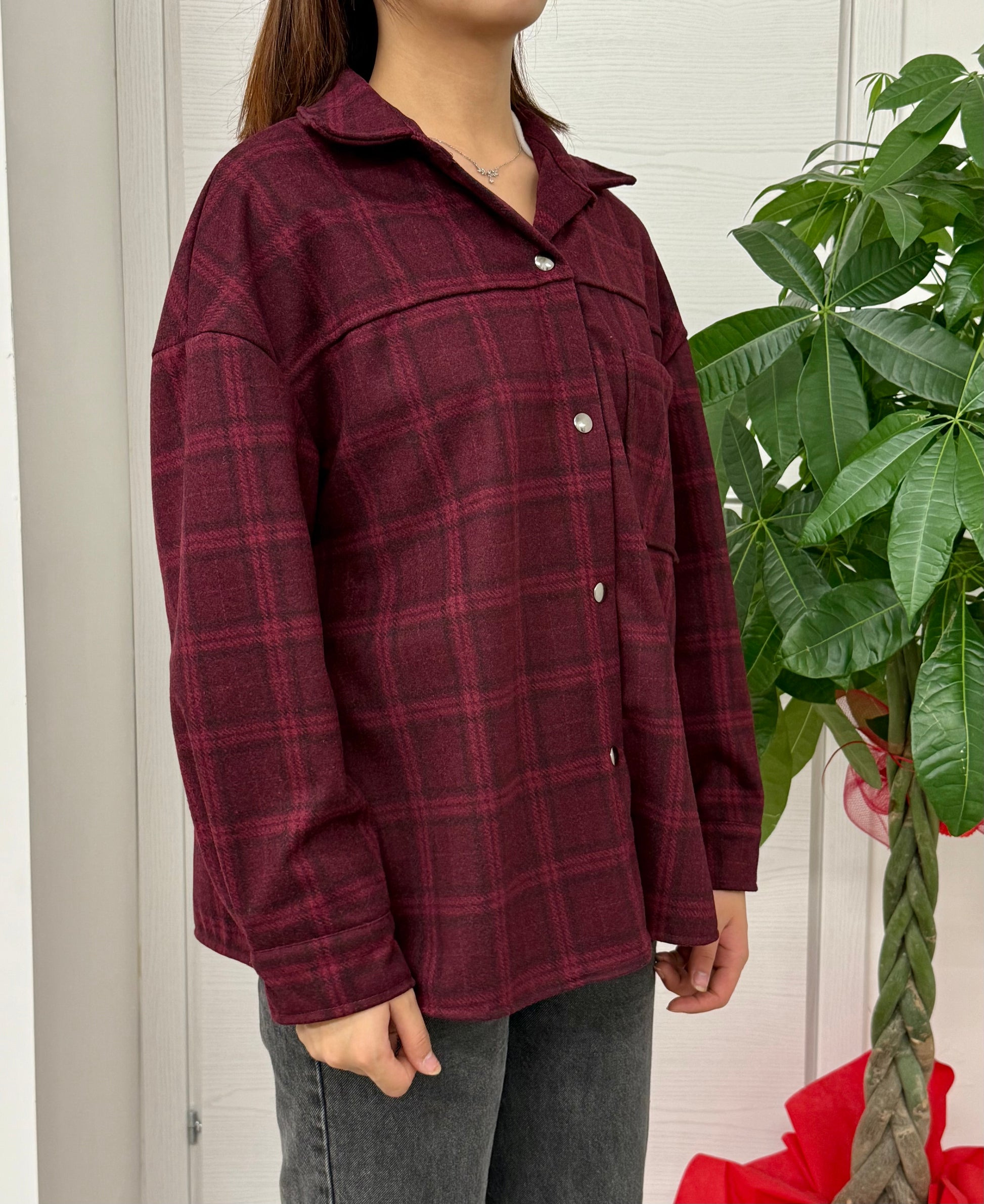 Giacca a camicia scozzese con taschino FGD MODA