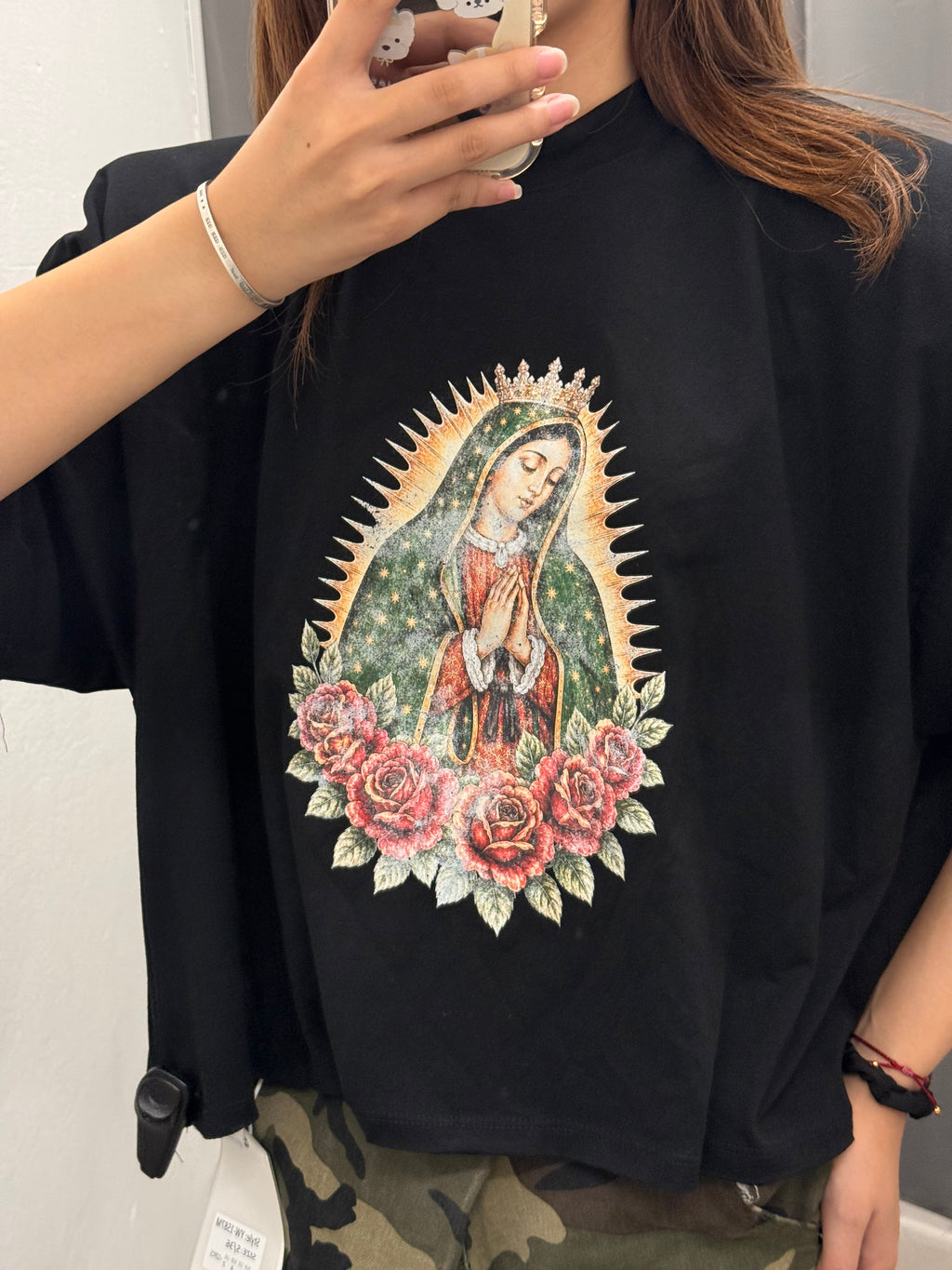 T-Shirt Crop Over Fit Con Spalle Imbottite Con Fantasia JUST WEST FGD MODA