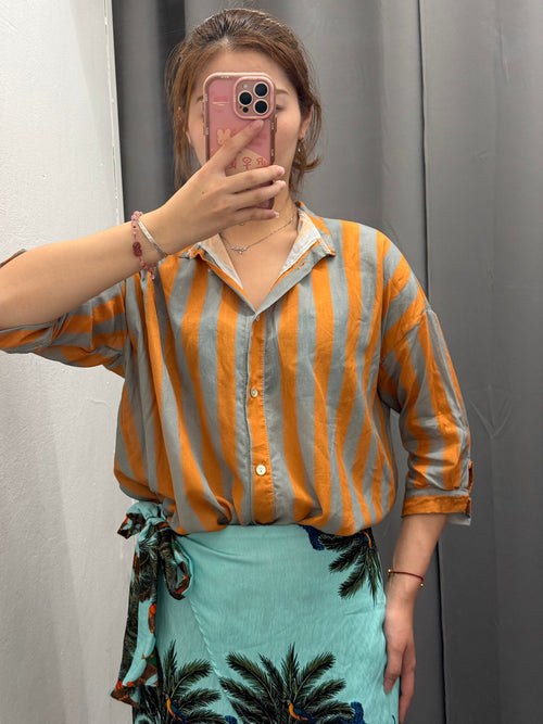 Camicia 100% Cotone Over Fit a Righe FGD MODA