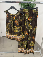 Set Coordinato 100% Viscosa Canotta e Pantaloni a Palazzo a Fantasia FGD MODA