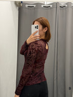 Maglietta Semitrasparente Con Stampe Fiorate In Velluto FGD MODA
