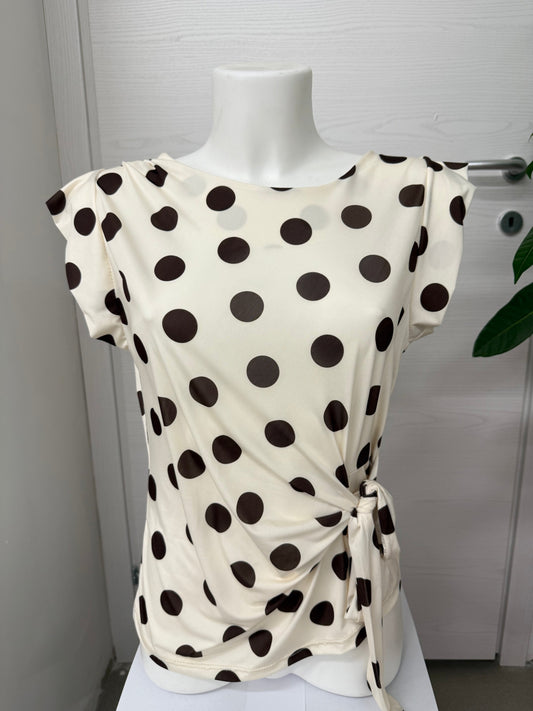 Maglietta a pois con fiocco laterale FGD MODA