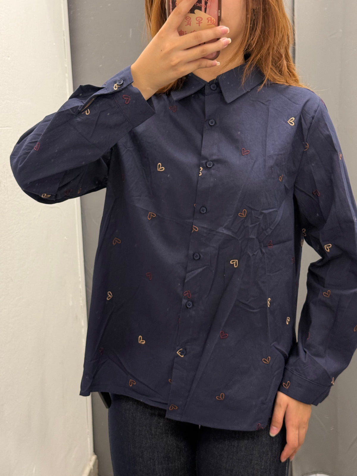 Camicia 100% Cotone Con Ricami A Cuore FGD MODA