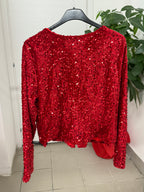 Giacca in velluto con paillettes con chiusura a fiocchi FGD MODA