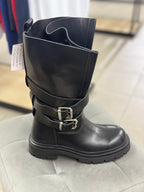 Stivali In Ecopelle Con Gambale A Imbuto E Fibbie X3240 FGD MODA
