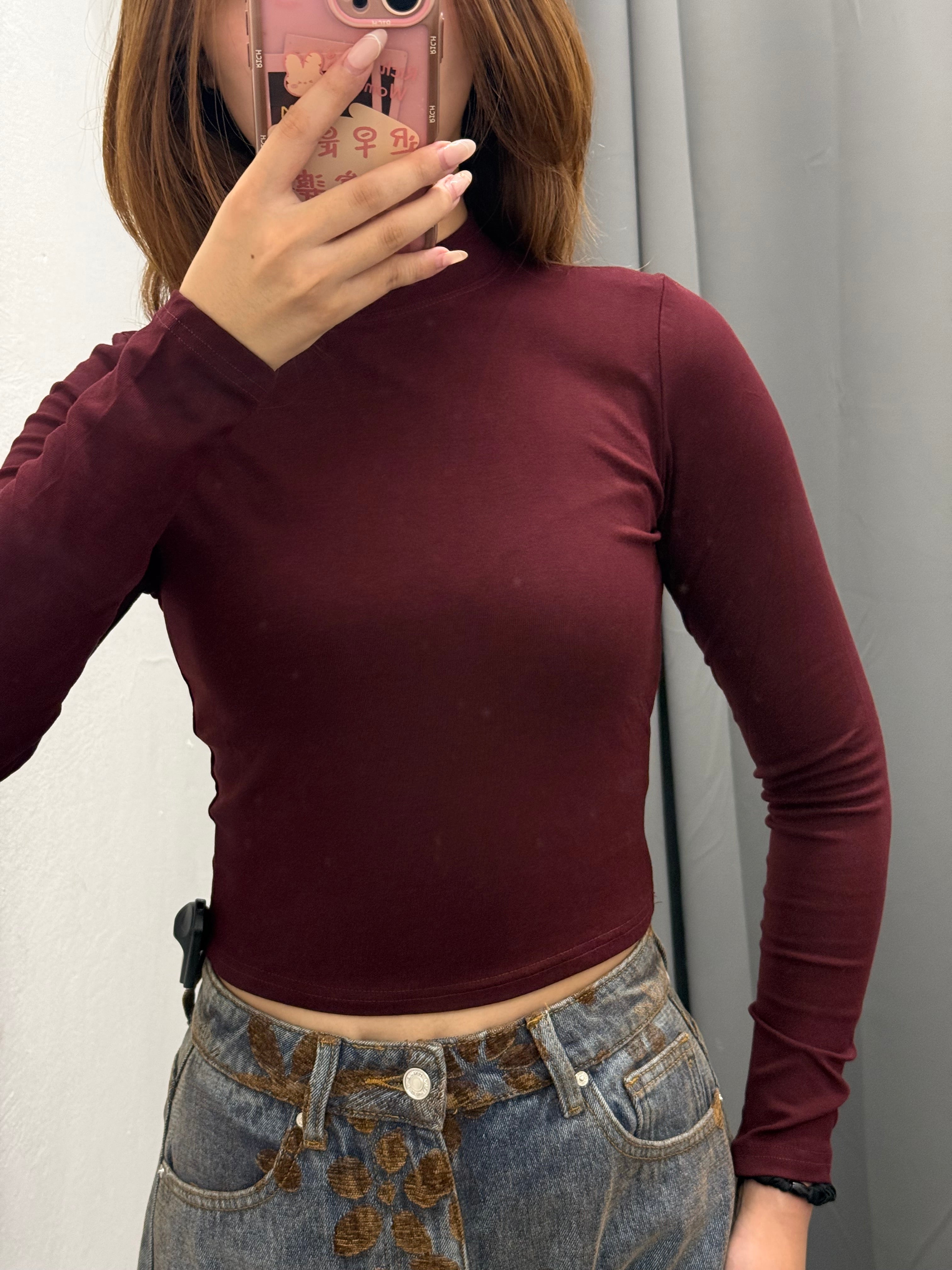 Maglietta Basic Crop Con Collo A Lupetto FGD MODA