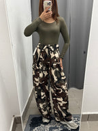Pantaloni Barrel Militari Con Pieghe In Vita E Pence FGD MODA