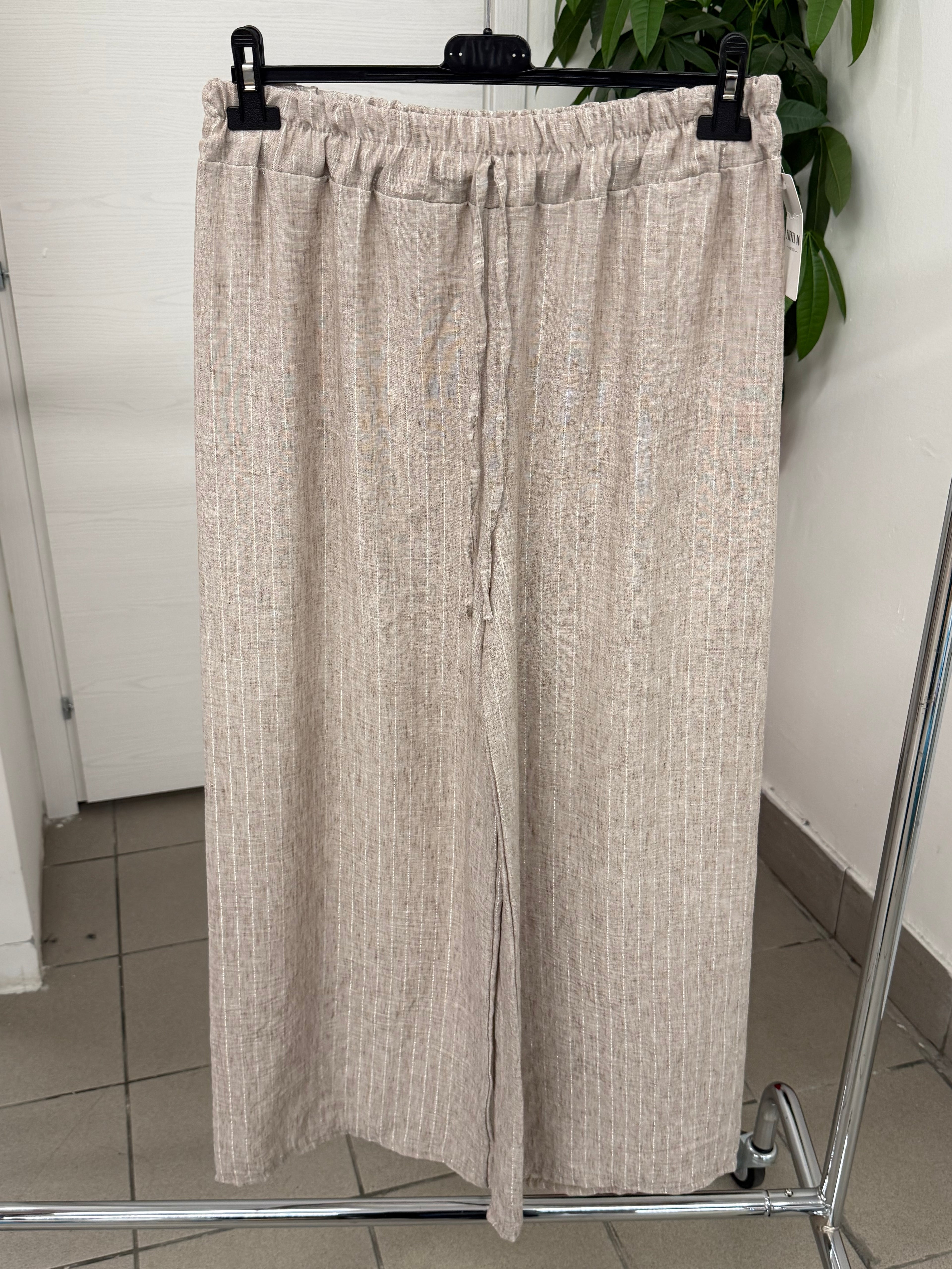 Pantaloni in viscosa a palazzo gessato con lurex per taglie curvy FGD MODA