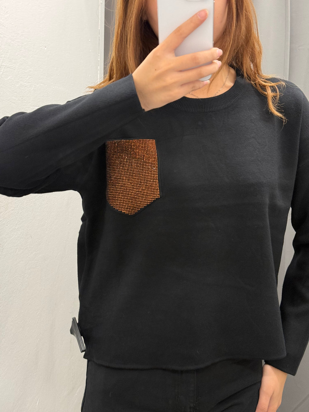 Maglioncino Tinta Unita Con Taschino Brillantinato FGD MODA