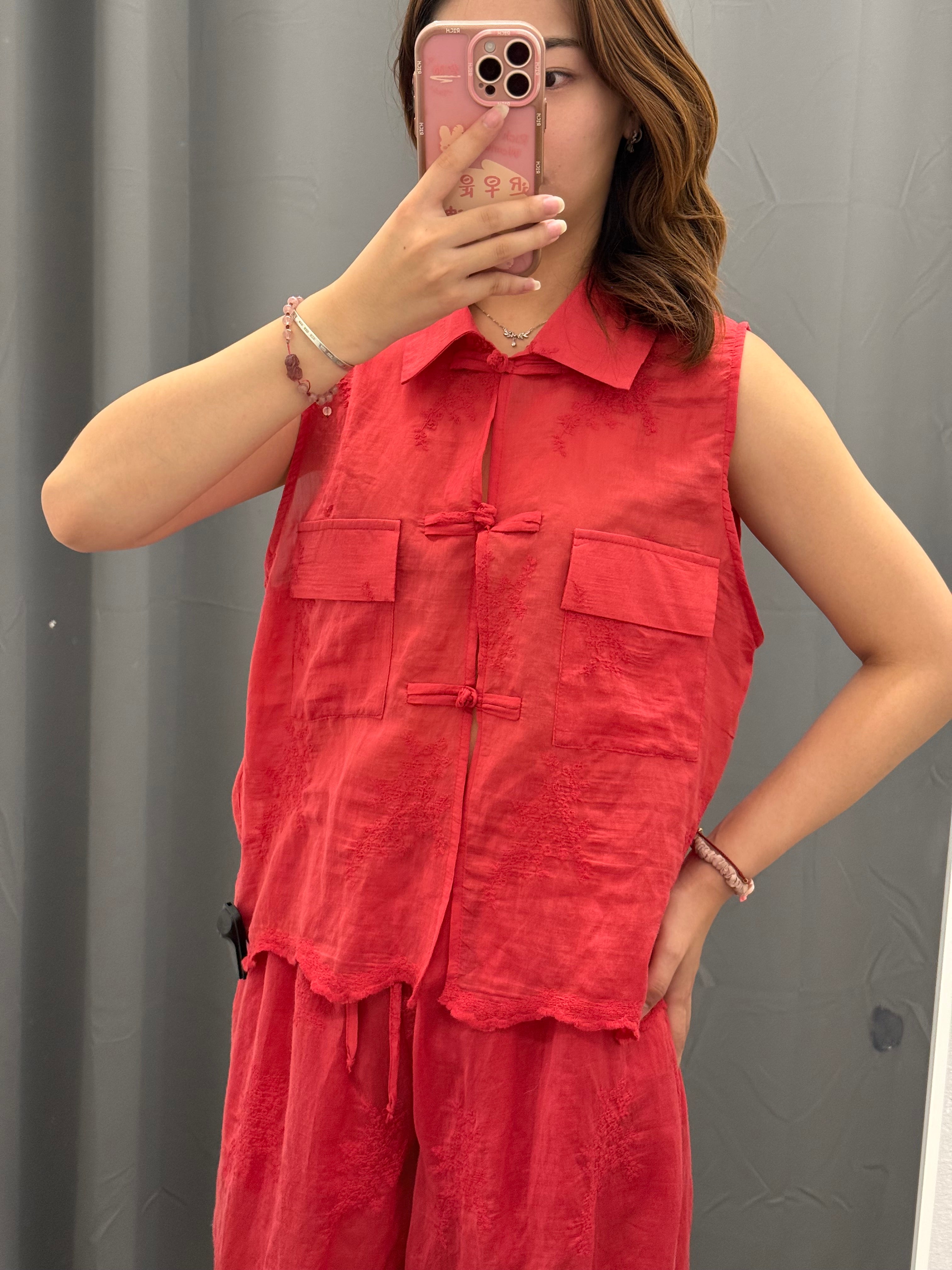 Gilet semitrasparente in Lyocell con taschini LUMINA FGD MODA