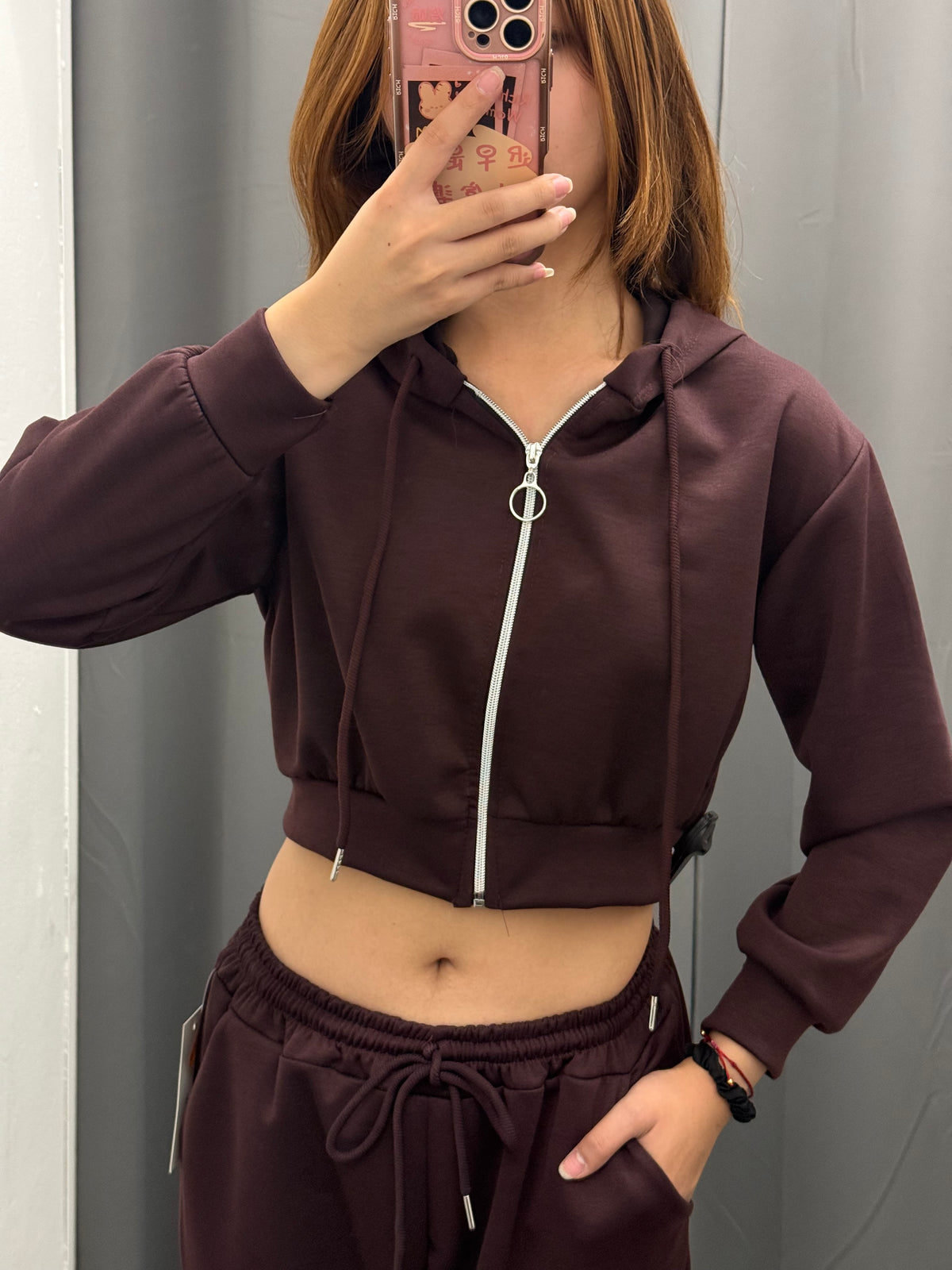 Felpa Crop Con Zip E Cappuccio FGD MODA