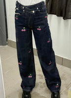 Jeans a palazzo Cherry brillantinato con doppia bottonatura FGD MODA
