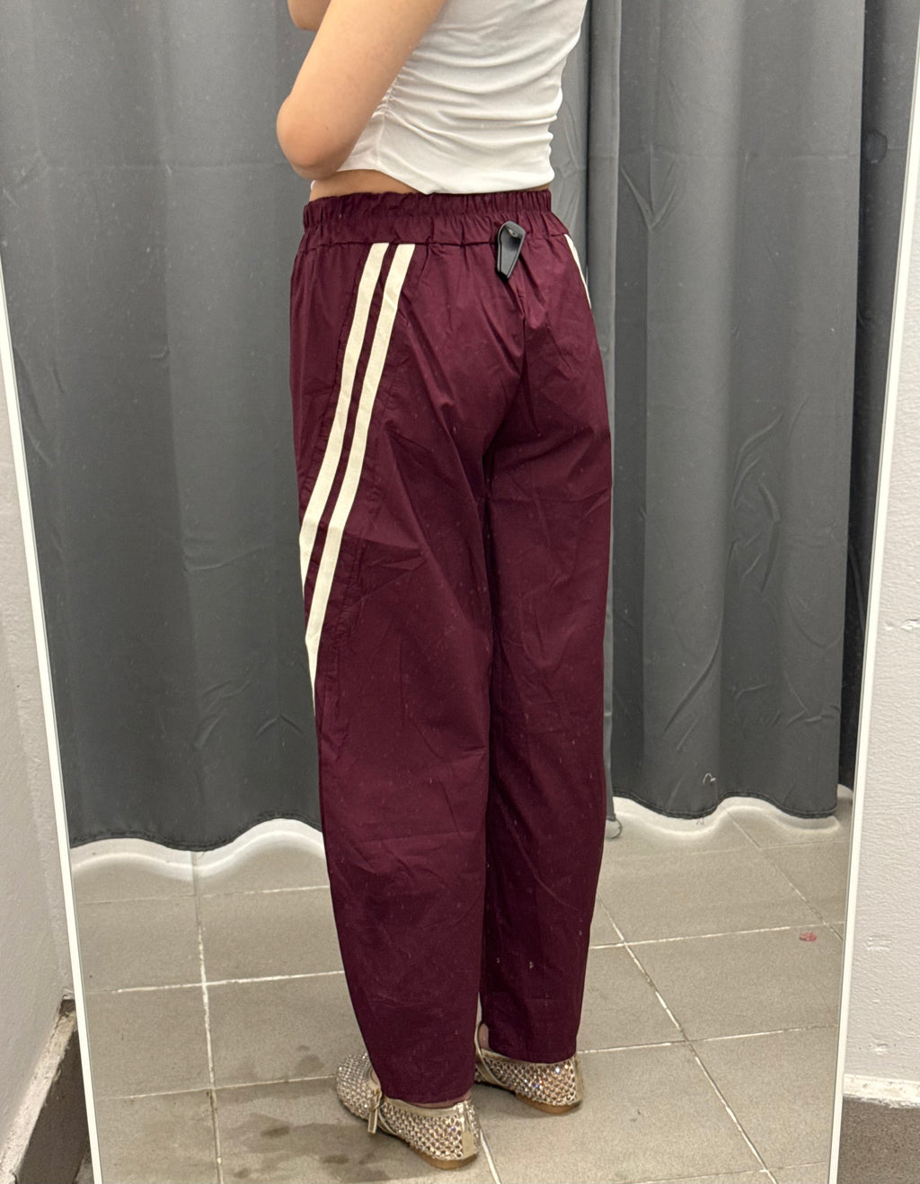 Pantaloni in cotone balloon con strisce laterali FGD MODA