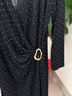 Abito a maniche lunghe brillantinato con gioiello FGD MODA