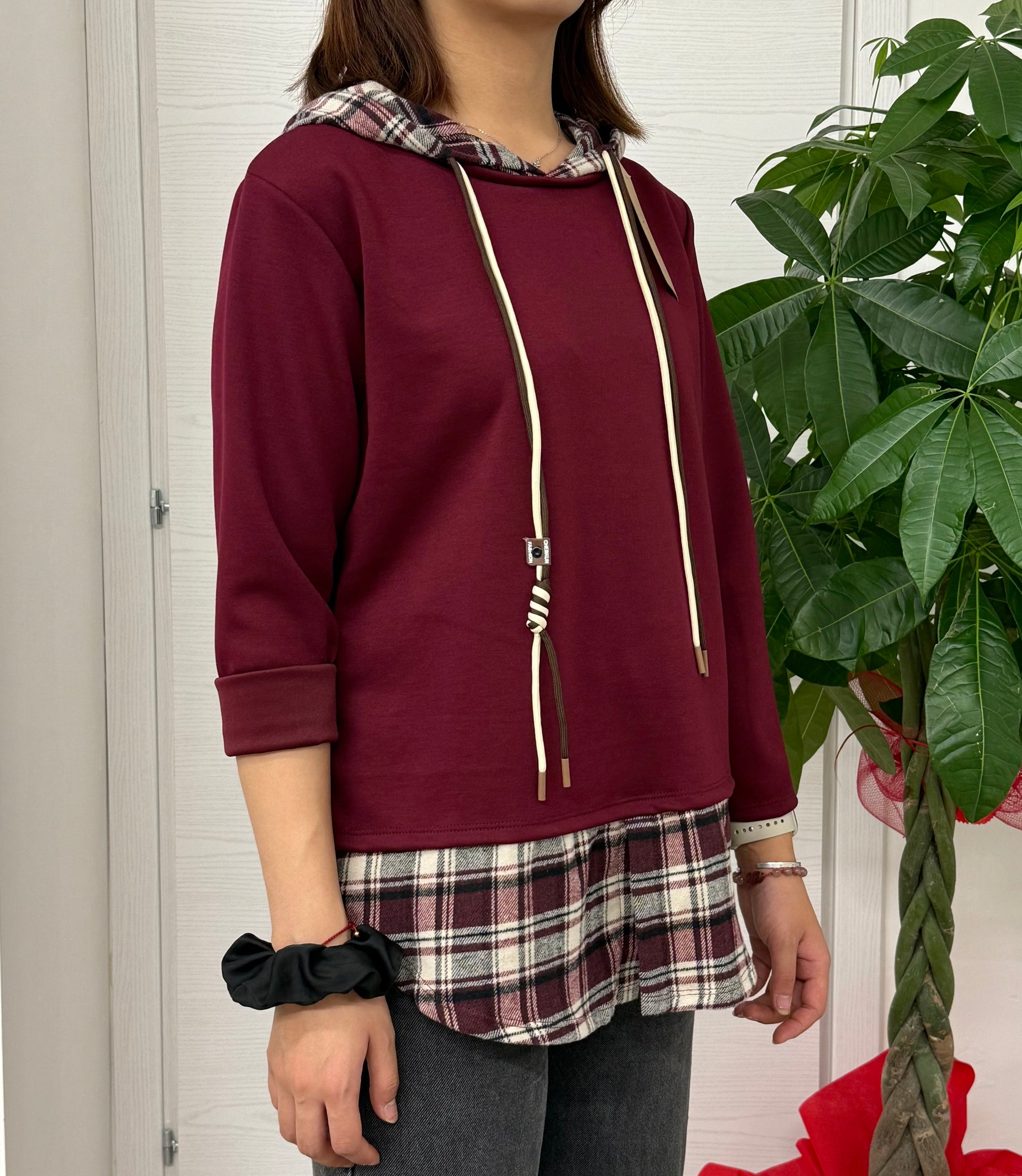 Felpa misto camicia con cappuccio FGD MODA