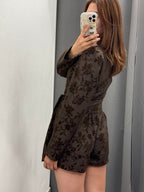 Abito Skort Blazer Con Stampe Fiorate In Velluto Con Cinta FGD MODA