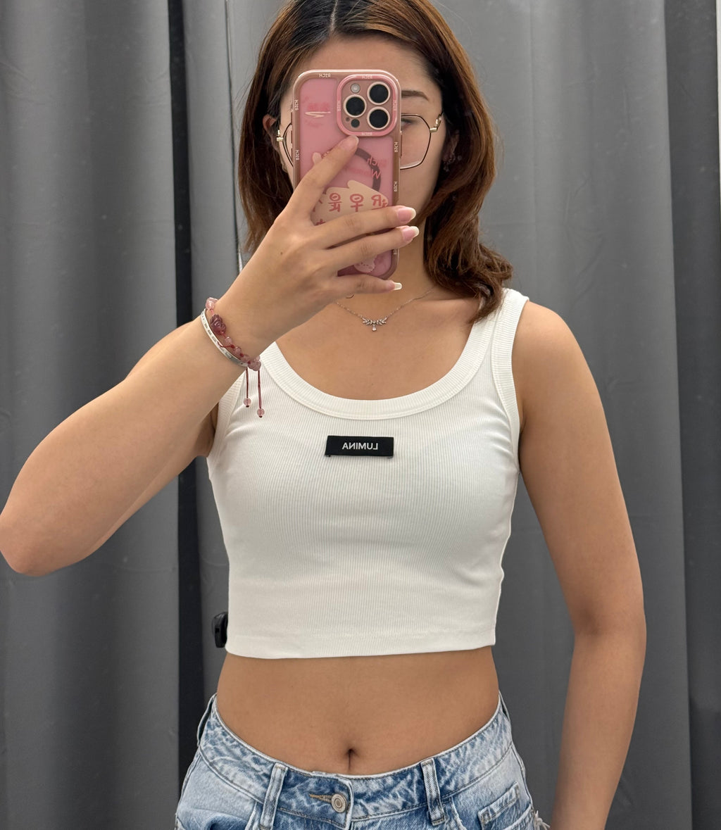 Canotta Crop a Costine in Cotone LUMINA FGD MODA