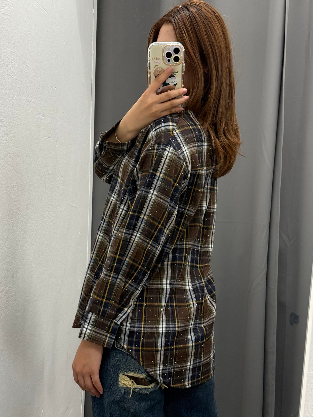 Camicia Over Fit Scozzese Brillantinata Con Taschino FGD MODA