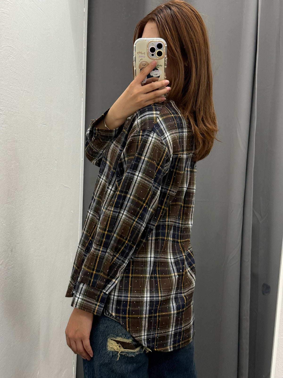 Camicia Over Fit Scozzese Brillantinata Con Taschino FGD MODA