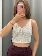 Top Crop a Uncinetto Scollo a V FGD MODA