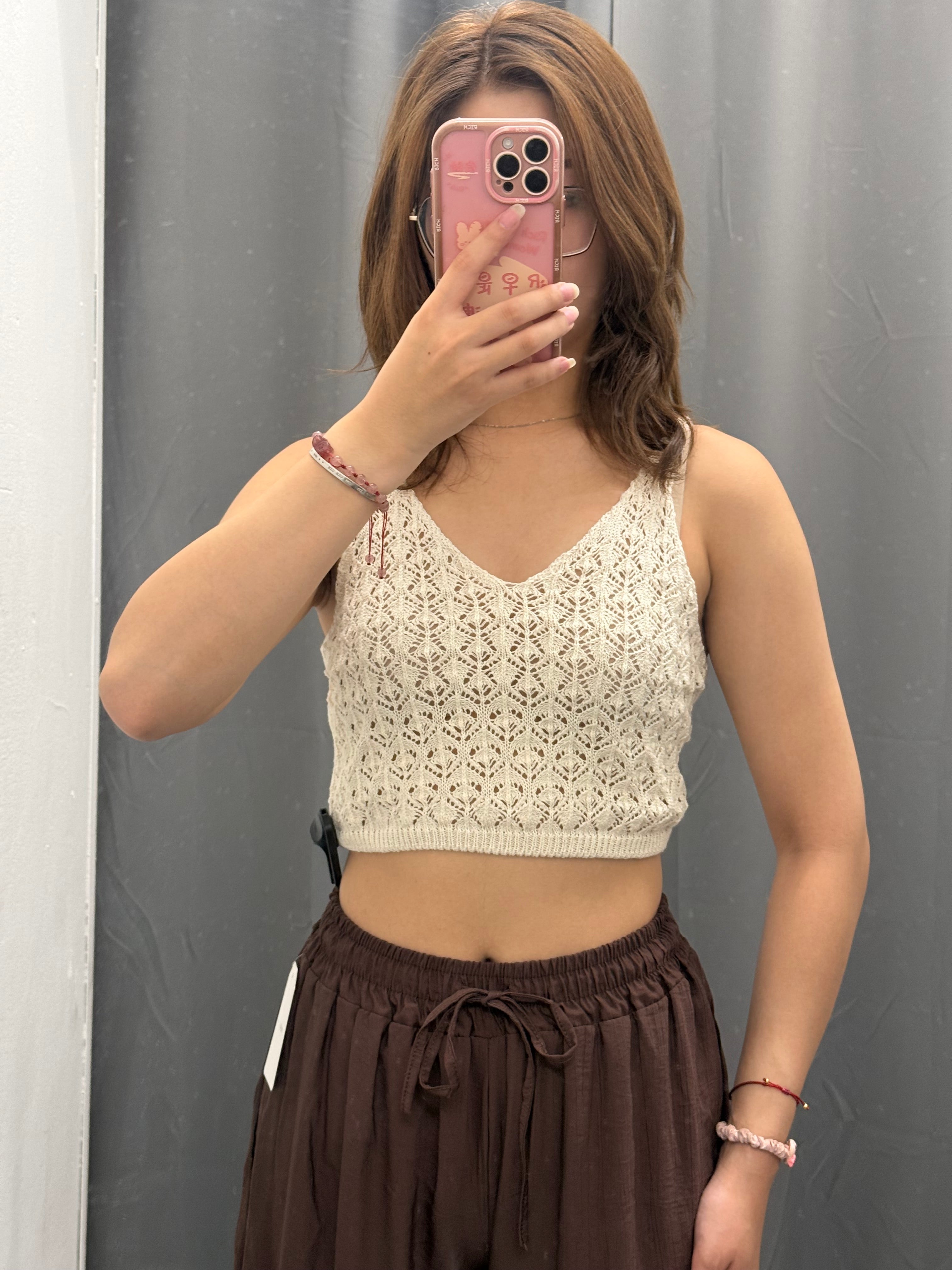 Top Crop a Uncinetto Scollo a V FGD MODA