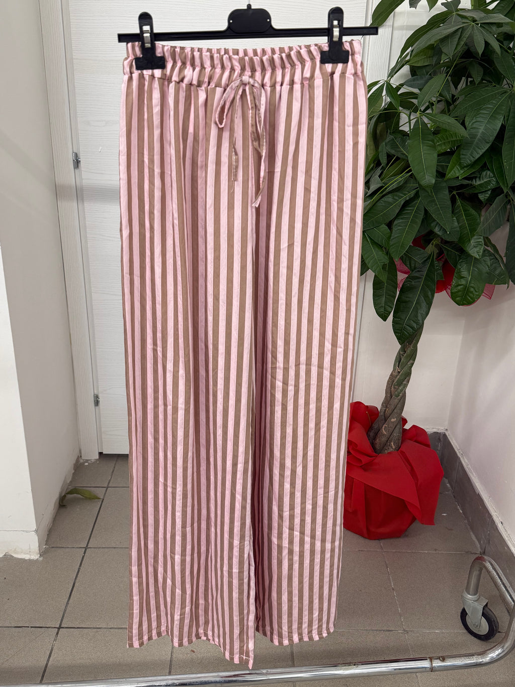 Pantaloni in viscosa a palazzo a righe FGD MODA