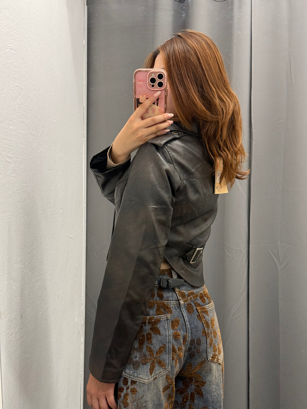 Giacca In Ecopelle Crop Effetto Vintage FGD MODA