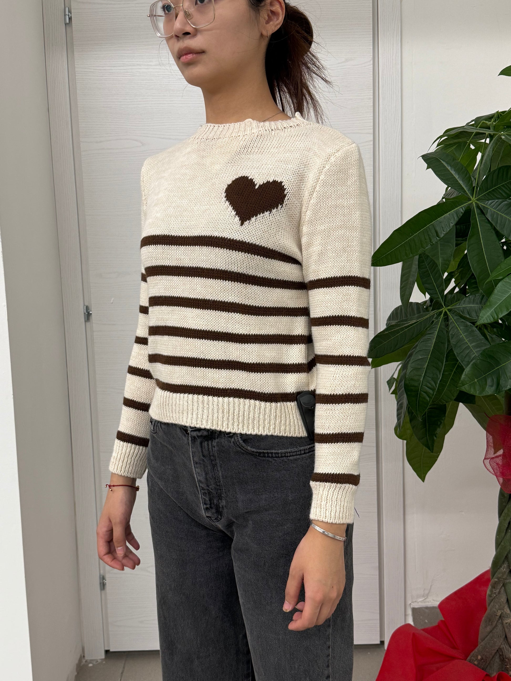 Maglioncino a righe con cuoricino FGD MODA