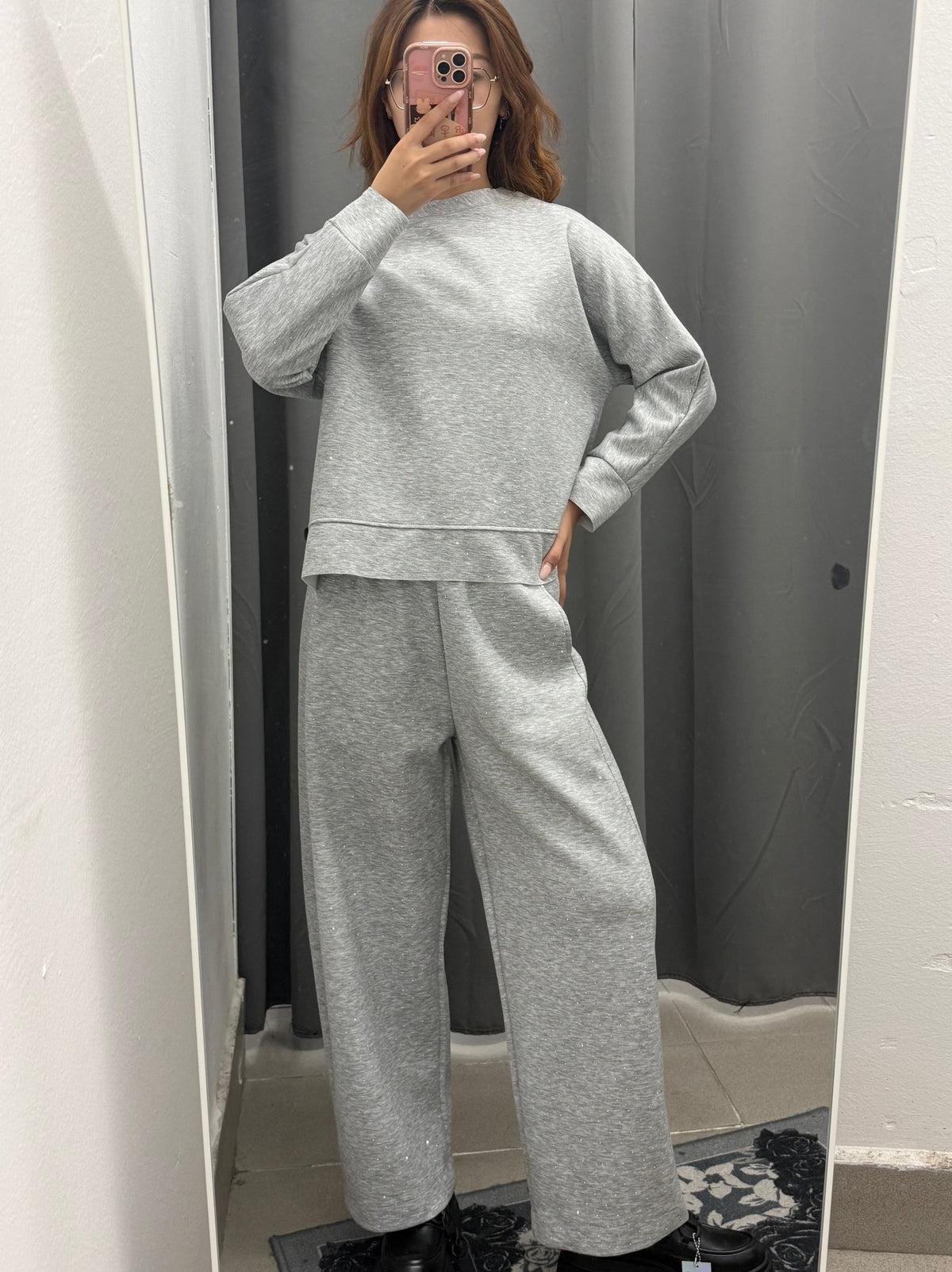 Set Coordinato Con Brillantini Felpa E Pantaloni Balloon FGD MODA