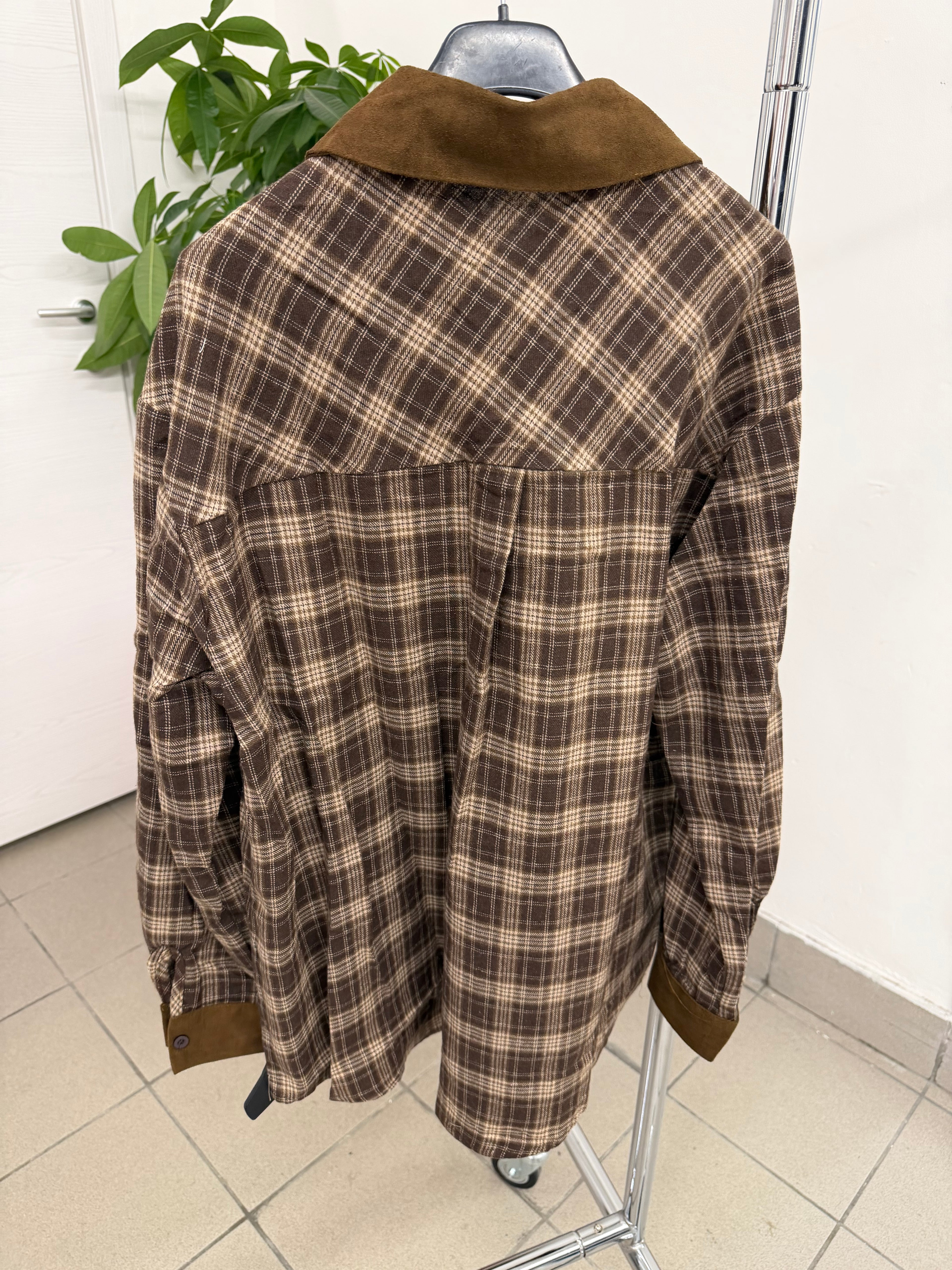 Camicia scozzese con collo in velluto FGD MODA