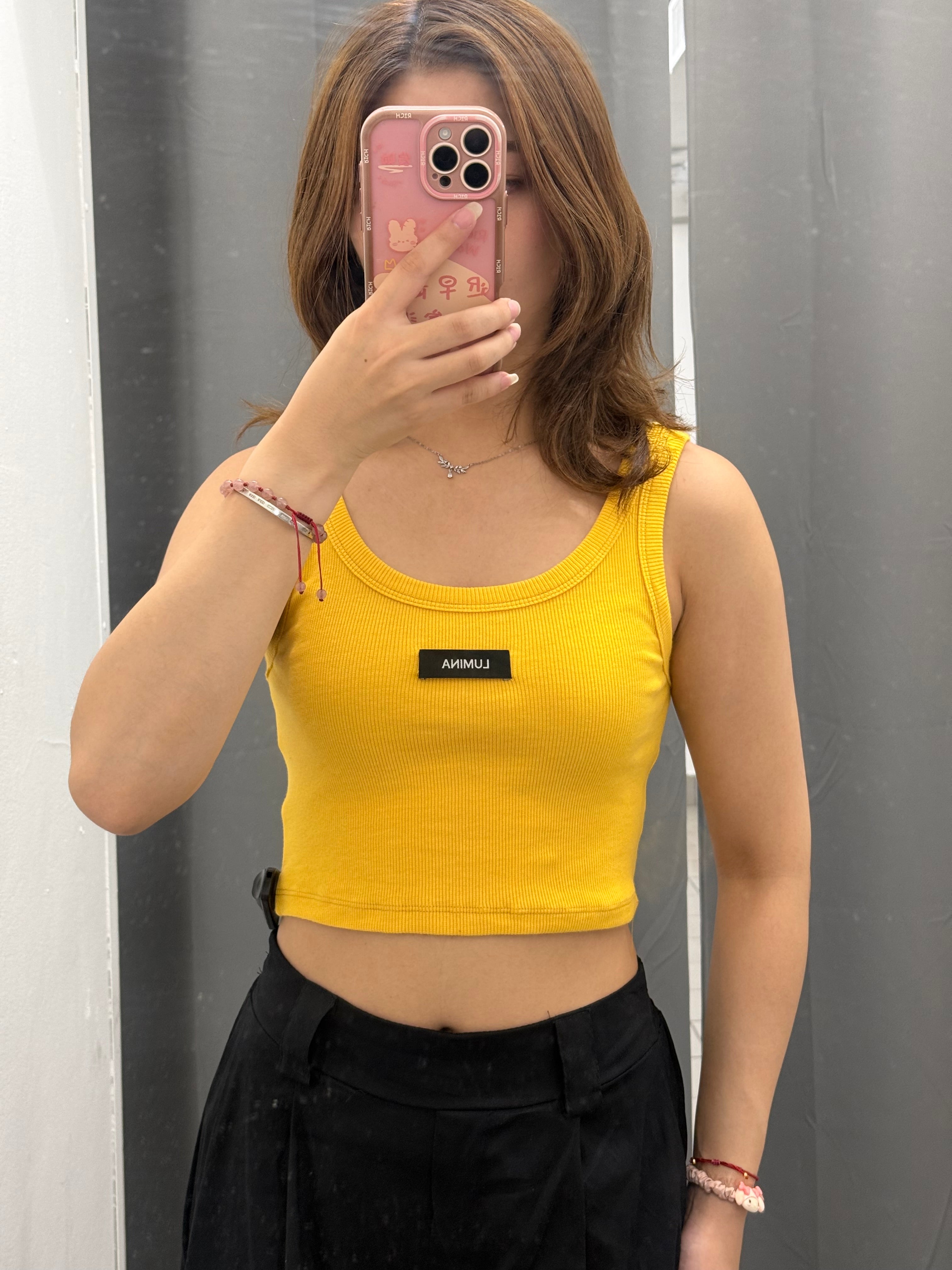 Canotta Crop a Costine in Cotone LUMINA FGD MODA