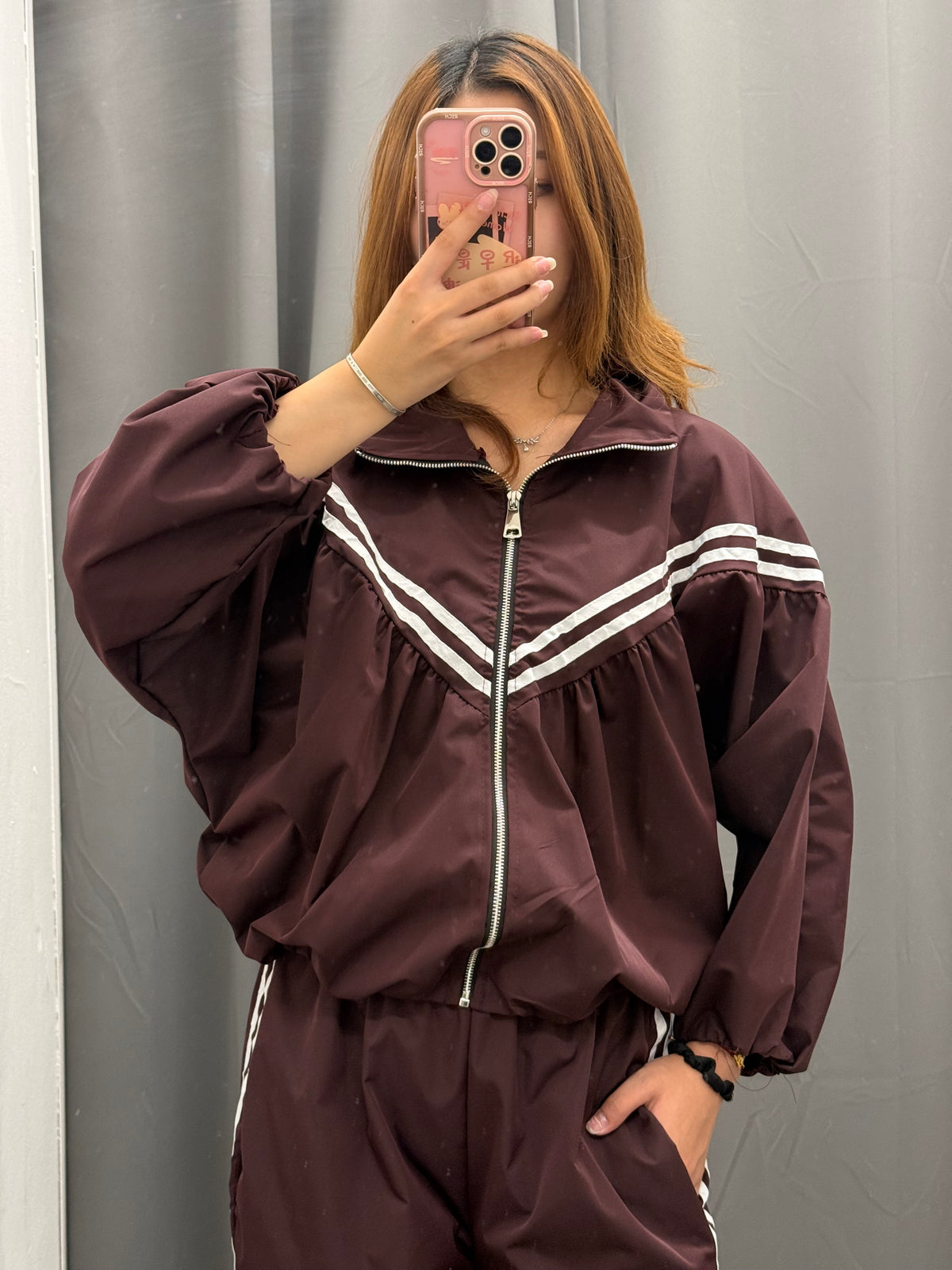 Set Coordinato Acetato Giacca Over Fit E Pantaloni Con Polsini Con Strisce Laterali FGD MODA