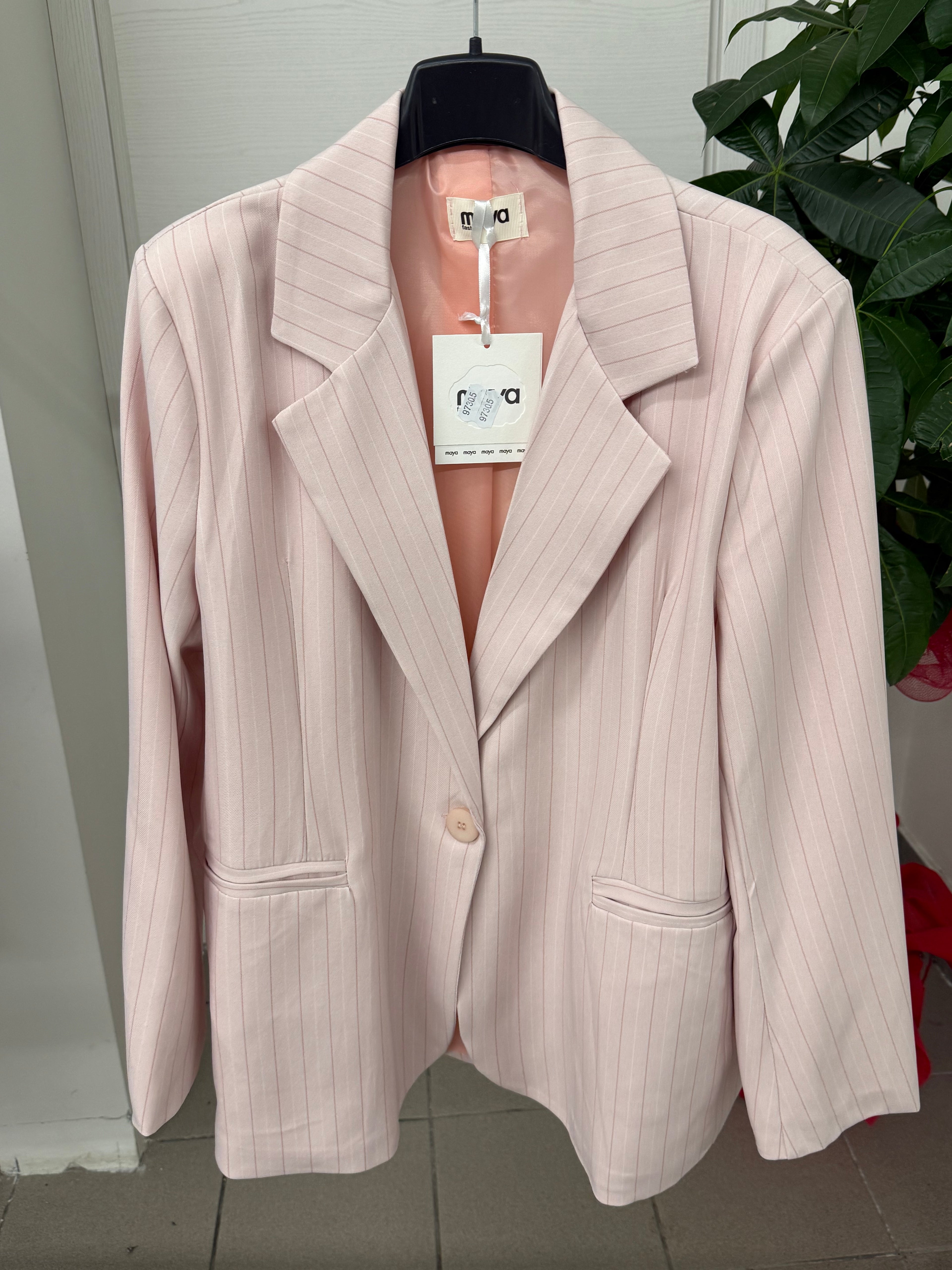 Giacca Blazer a righe con tasche