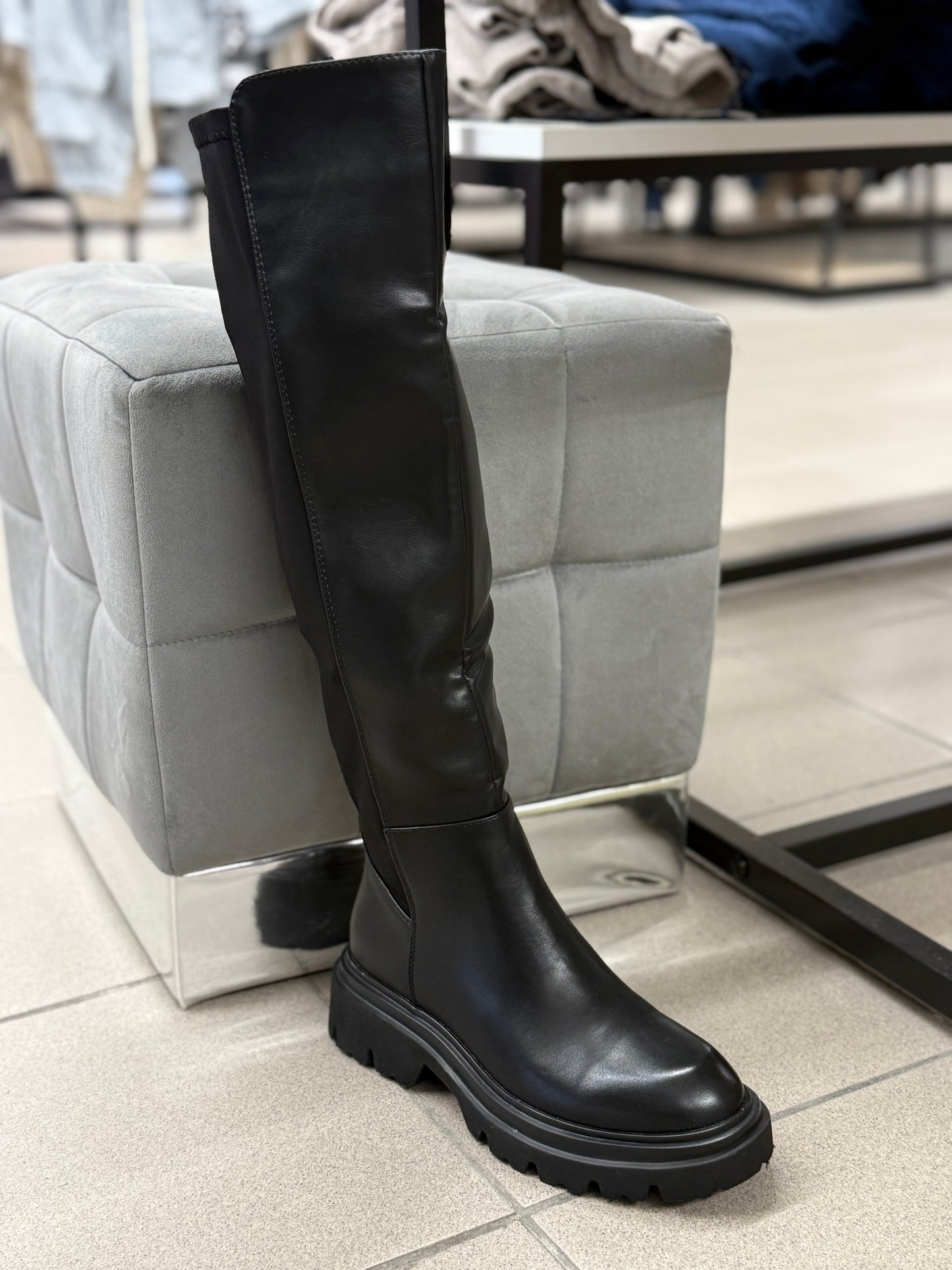 Stivali in ecopelle e nylon alti tacco 3cm FGD MODA