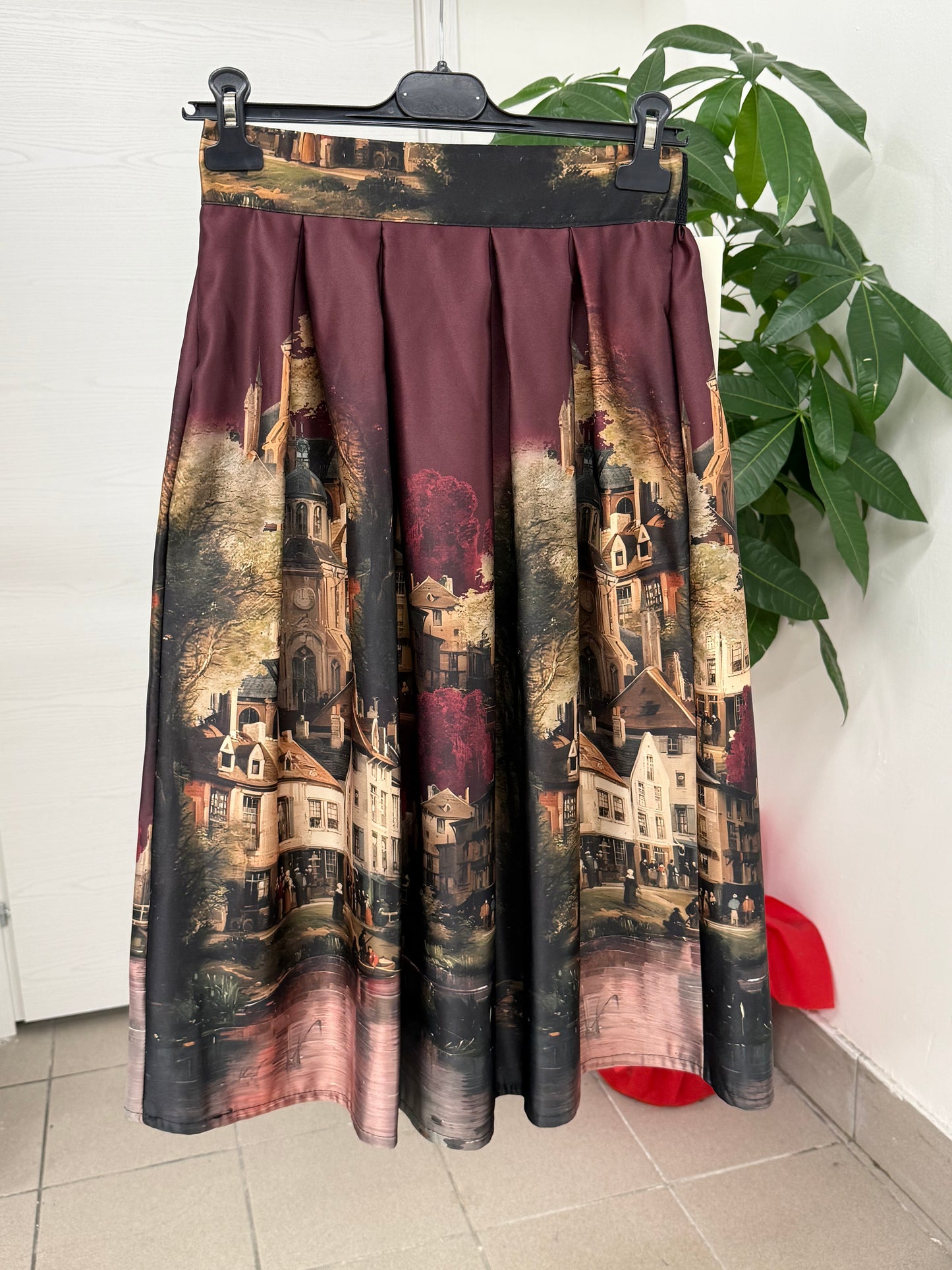 Gonna midi Paesaggio a pieghe con tasche FGD MODA