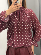 Blusa A Pois Con Maniche A Palloncino FGD MODA