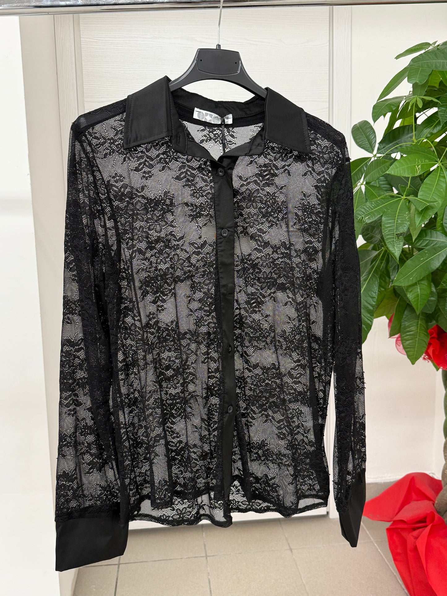 Camicetta a maniche lunghe in pizzo