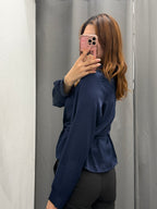 Camicia Effetto Raso A Maniche Lunghe Con Cinta FGD MODA