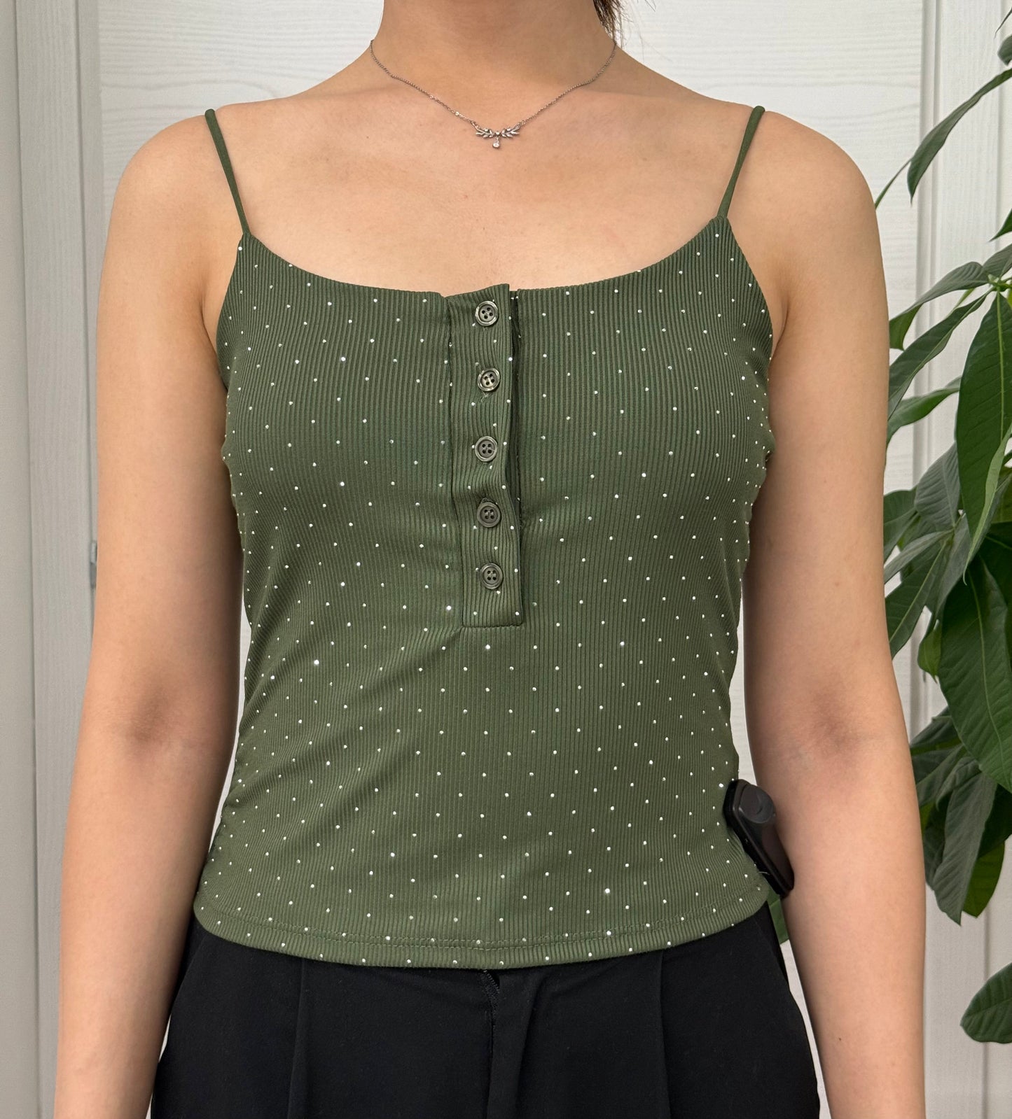 Top brillantinato con bottoni FGD MODA