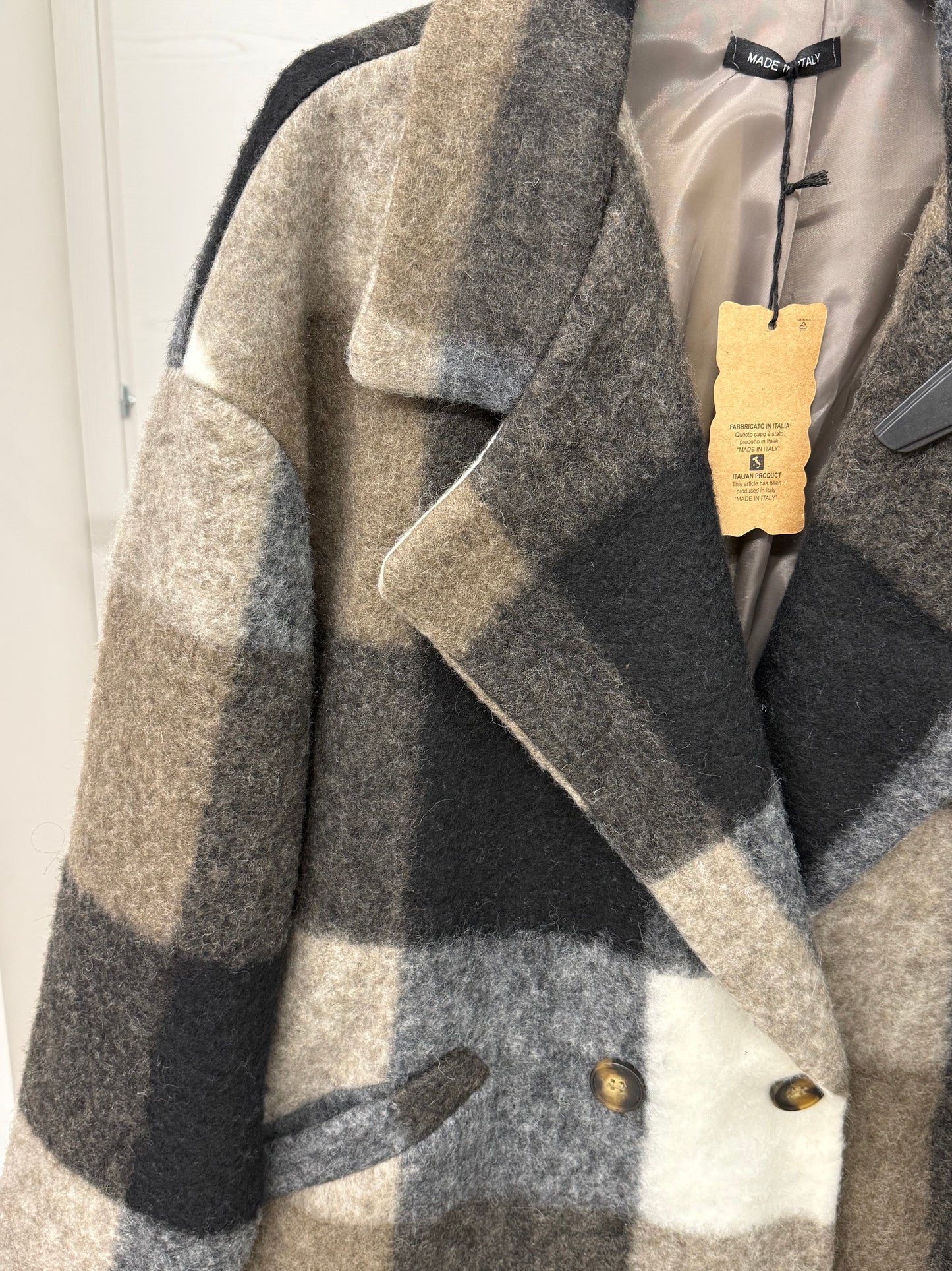 Cappotto lungo a quadri FGD MODA