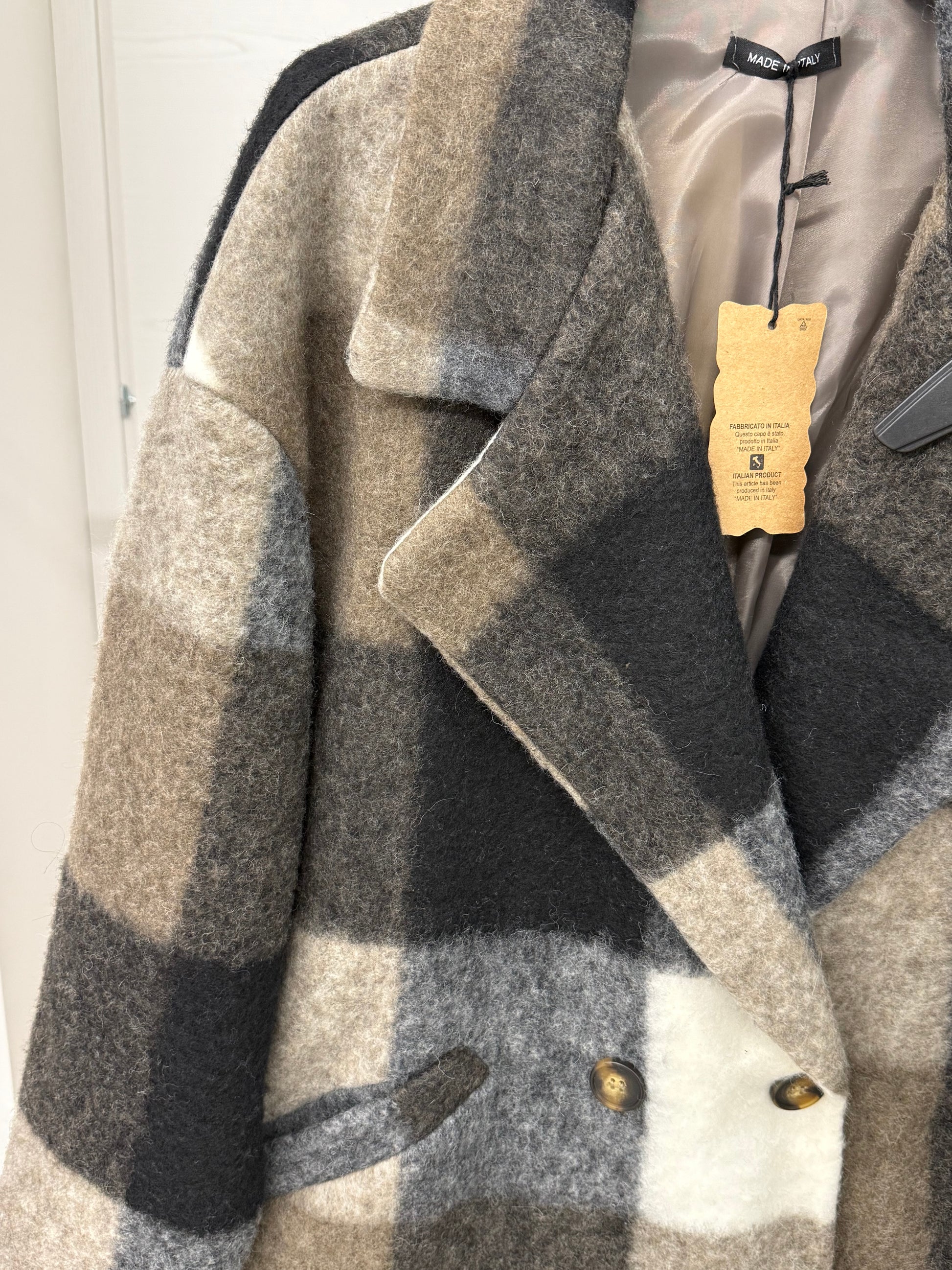 Cappotto lungo a quadri FGD MODA