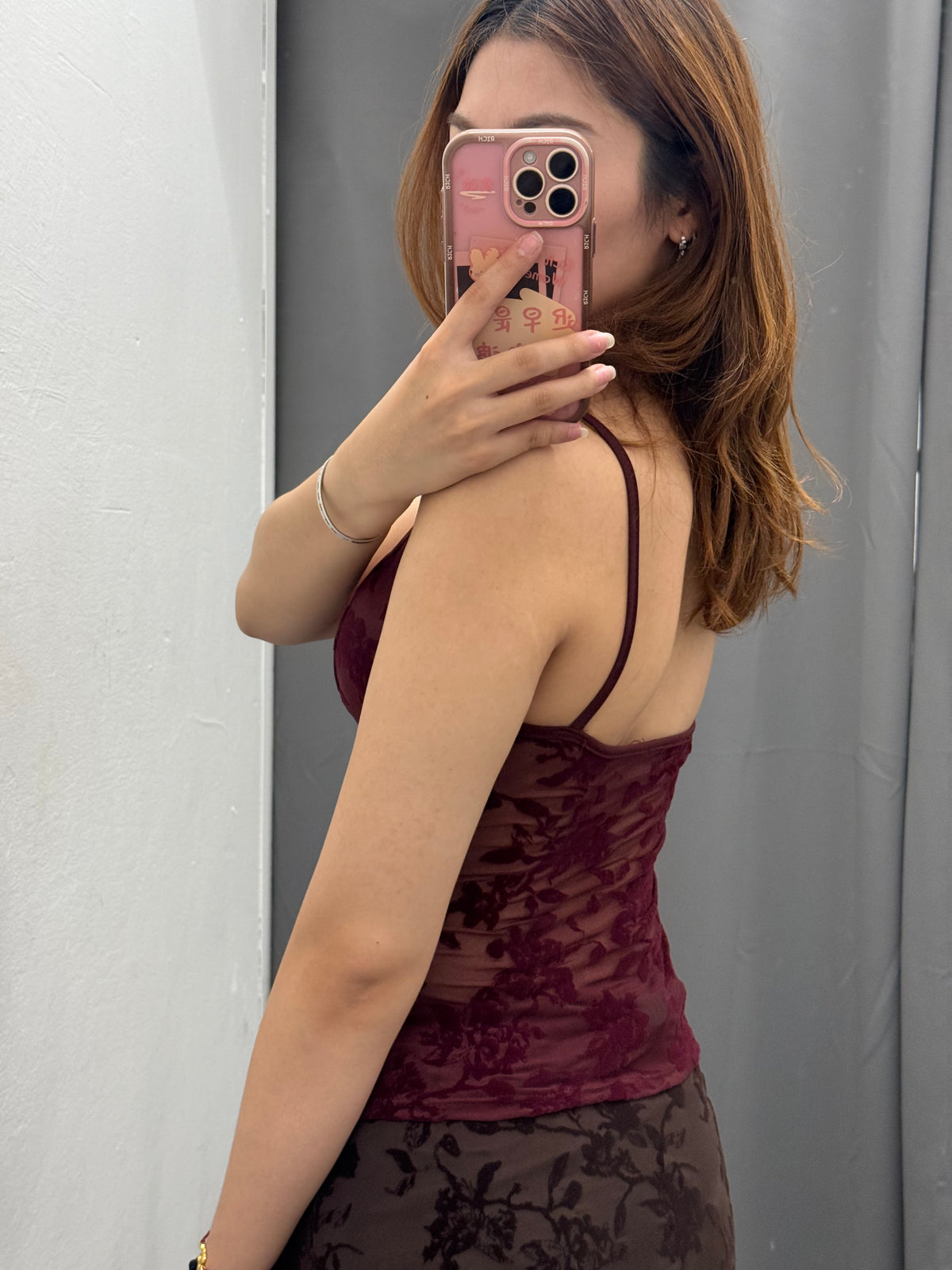 Top Semitrasparente Con Stampe Fiorate In Velluto FGD MODA