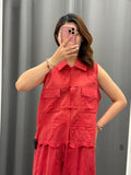 Gilet semitrasparente in Lyocell con taschini LUMINA FGD MODA