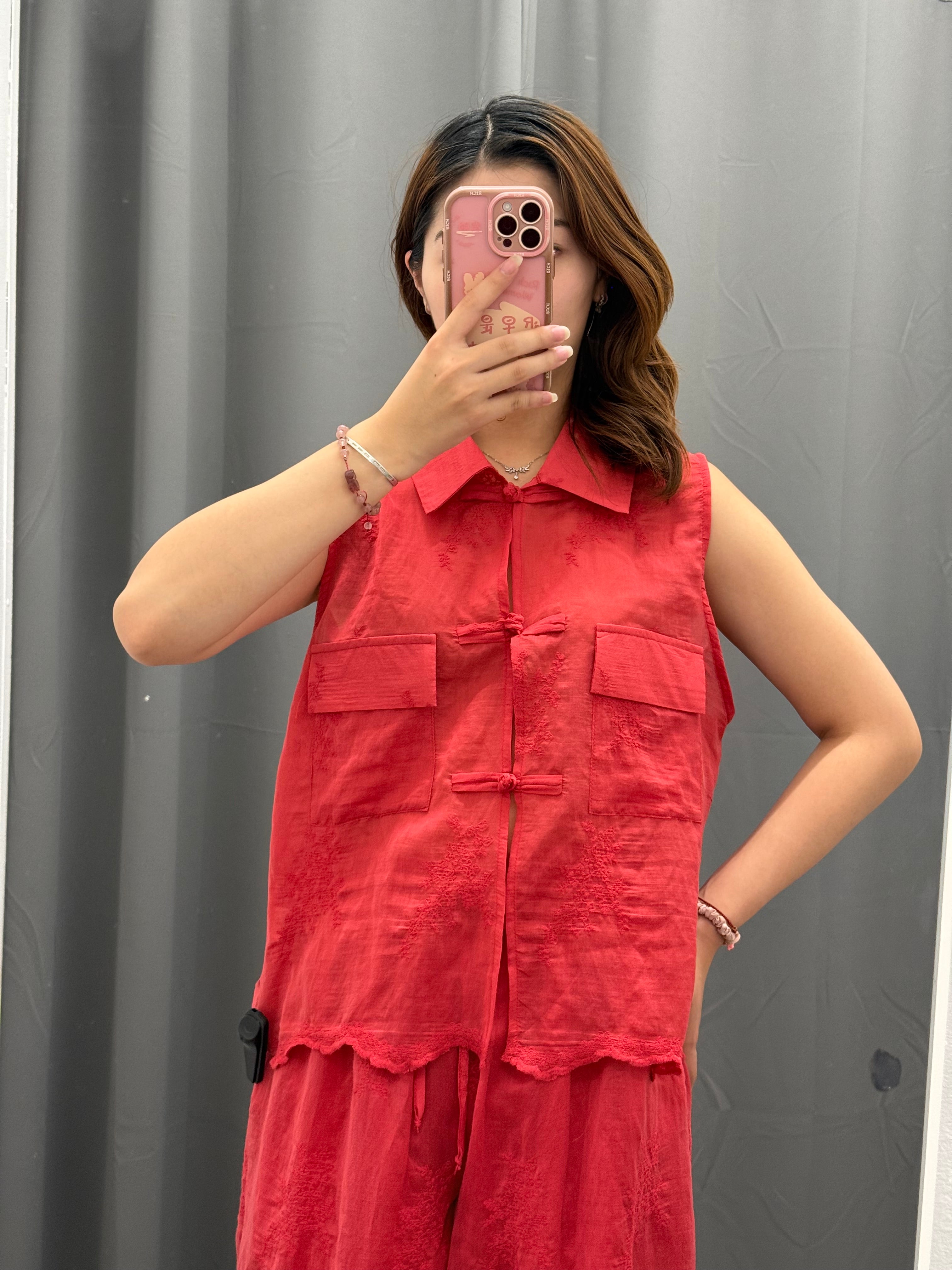 Gilet semitrasparente in Lyocell con taschini LUMINA FGD MODA